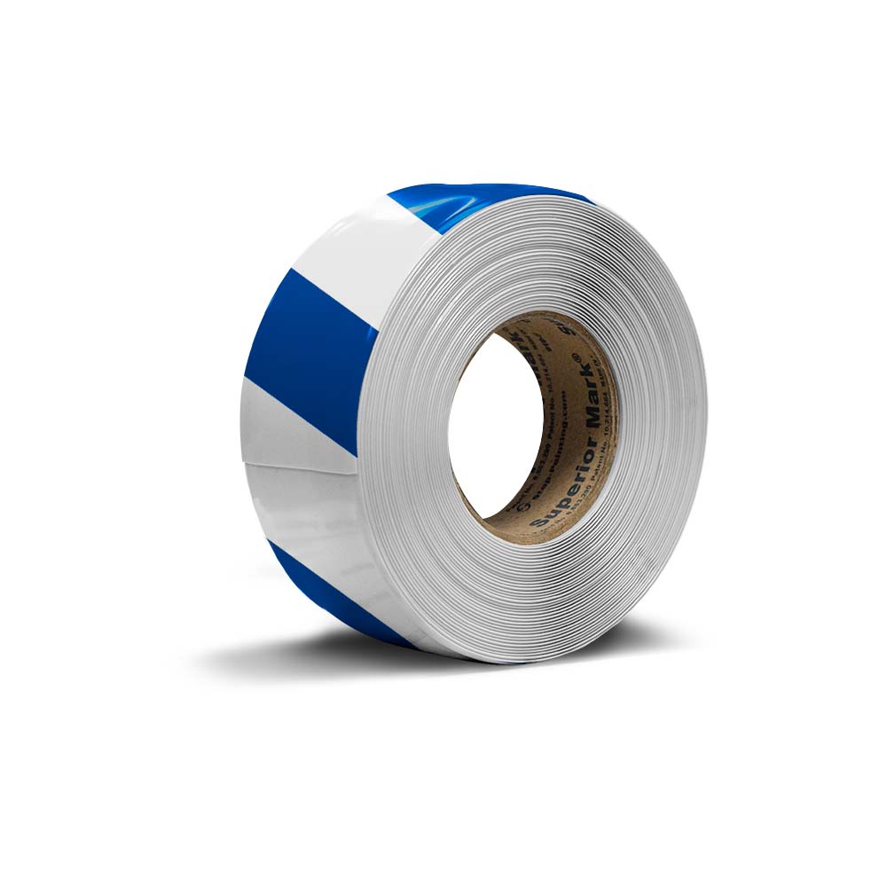 Blue white hazard floor tape diagonal stripe