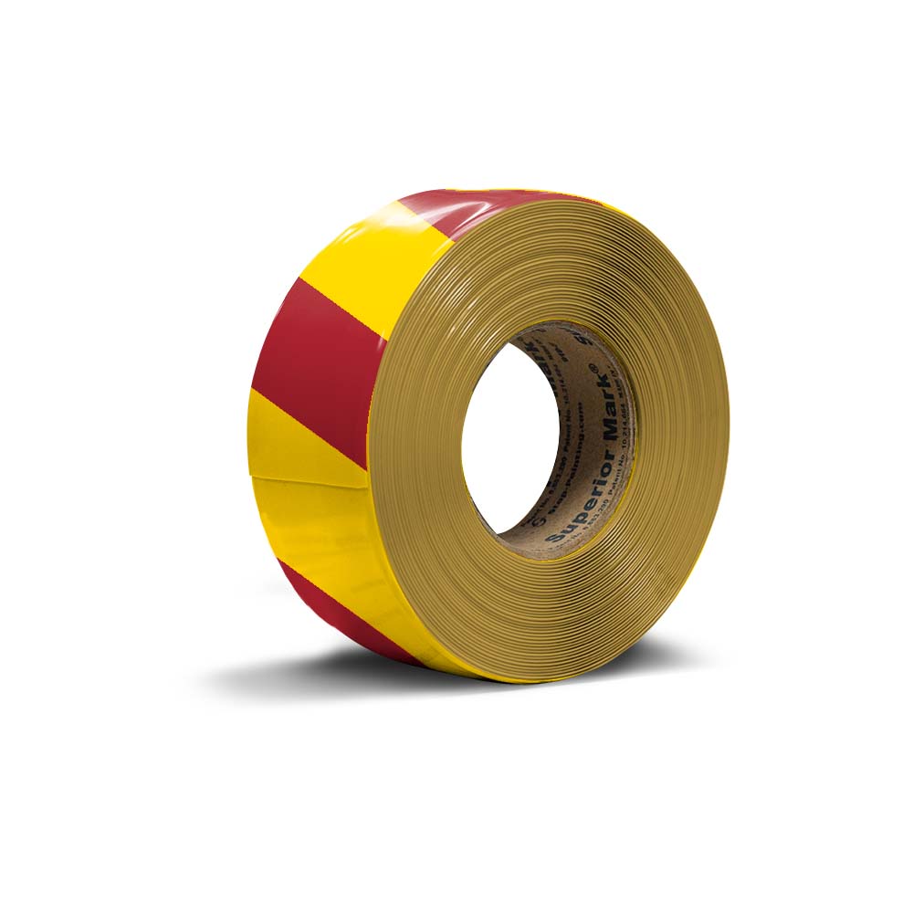 Red yellow hazard floor tape diagonal stripe