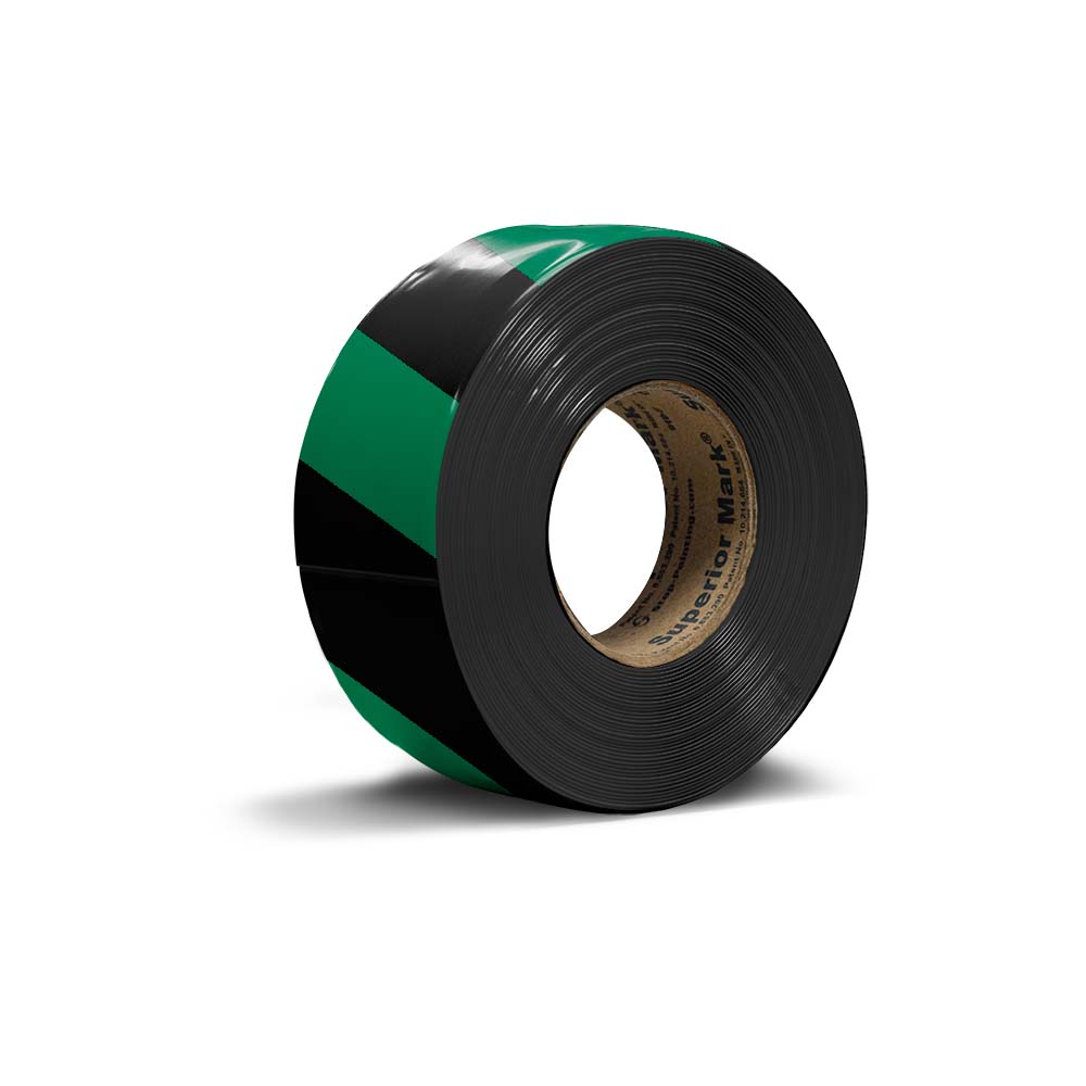 Green black hazard floor tape diagonal stripe