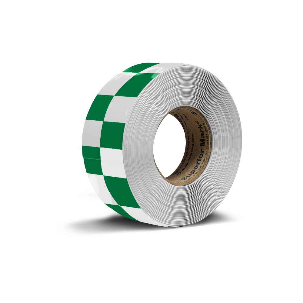Green white checkered hazard floor tape
