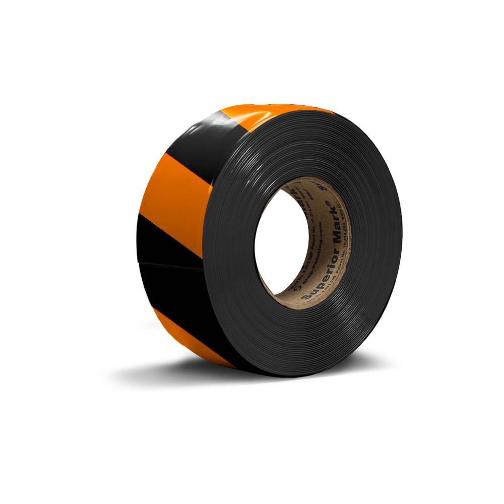 Orange black hazard floor tape diagonal stripe