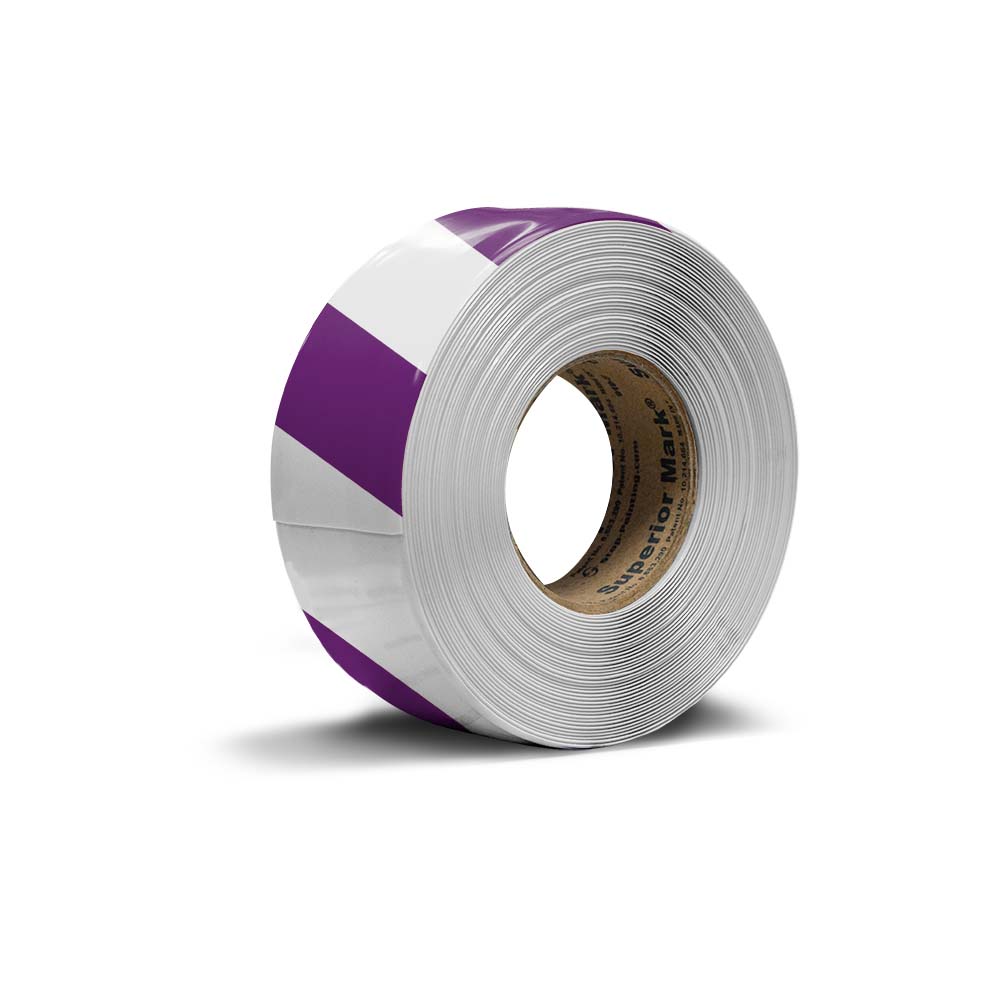 Purple white hazard floor tape diagonal stripe