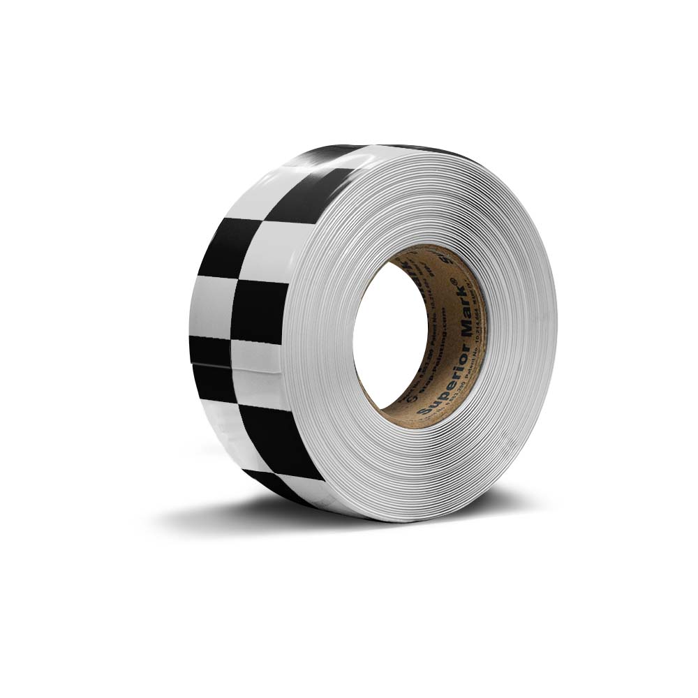 Black white checkered hazard floor tape